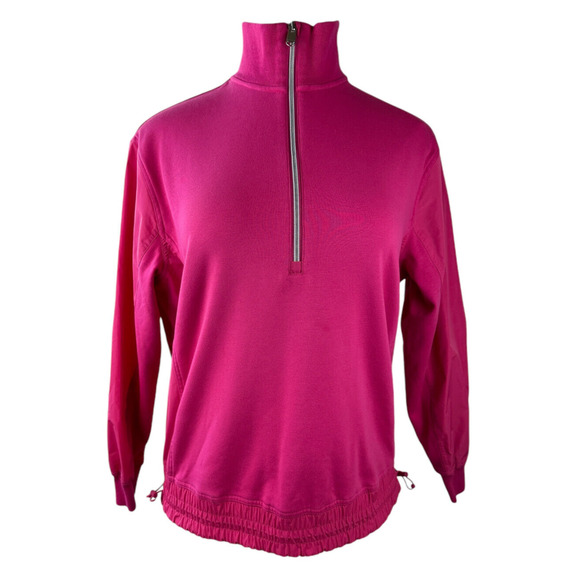 Athleta Triumph Hybrid Half Zip Sweatshirt Jacket Salvia Pink Fuchsia Size Small - Picture 2 of 15